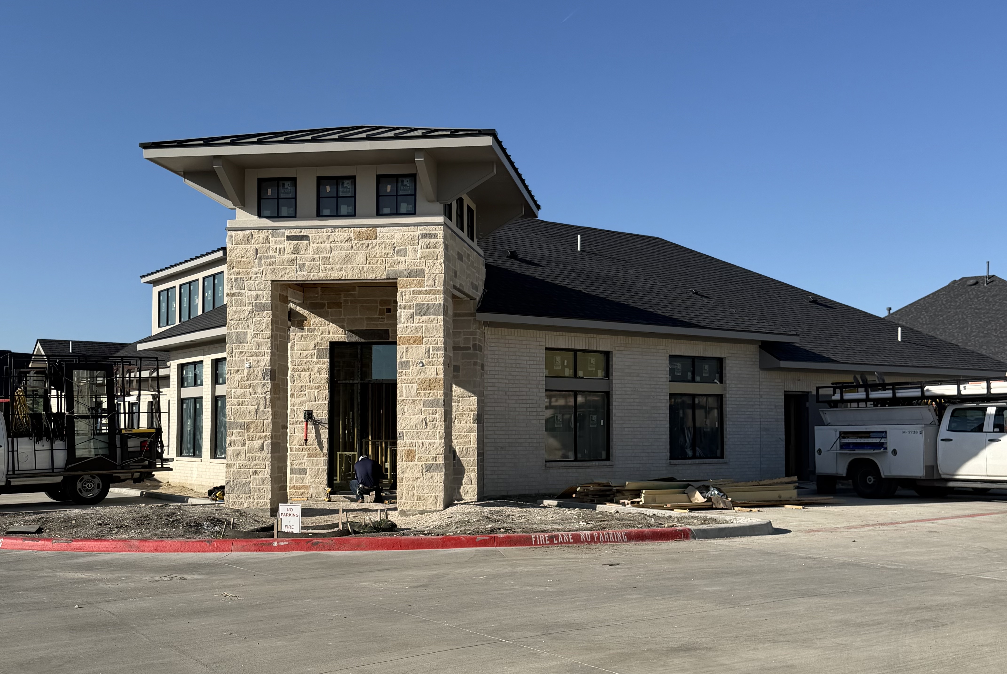 Interior construction progress at Painted Tree Veterinary Hospital